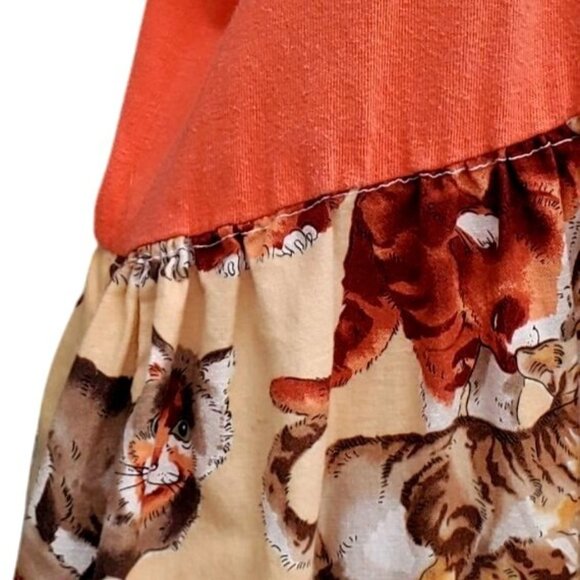 Vintage 80s Cat Dress Plus Size Cotton Kitten Print Short Sleeves Pockets XL 1X - Picture 7 of 10